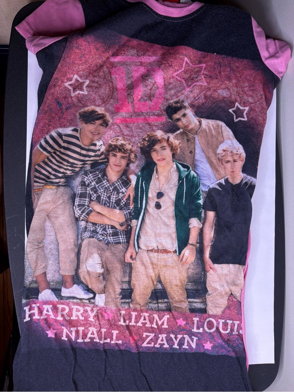 1D Black and Pink One Direction Kids Short Sleeve Graphic Tee